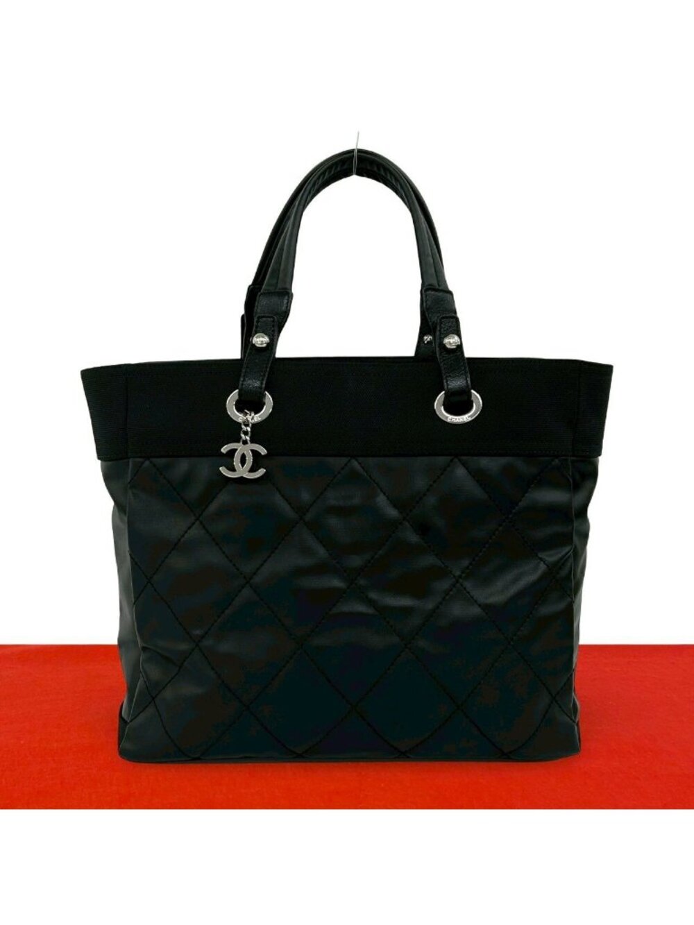 Chanel Paris Biarritz MM Leather Tote Black